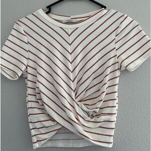 Dusty Rose Stripped white crop top